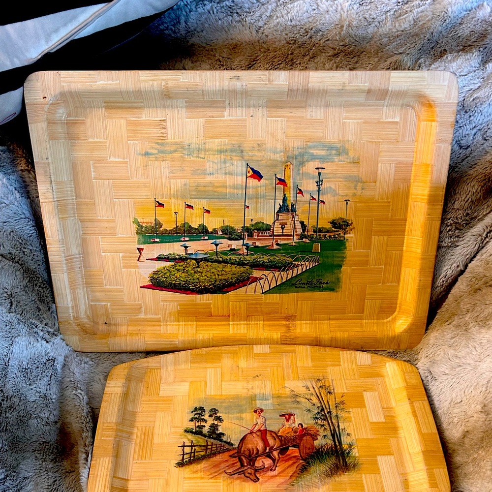 Phillipines Artisian Unbreakable Bamboo Decorative/Serving Trays Like New